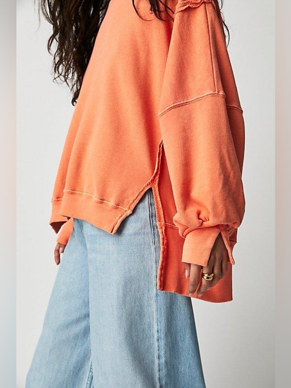 Free people Orange oversized Camden sweater size medium